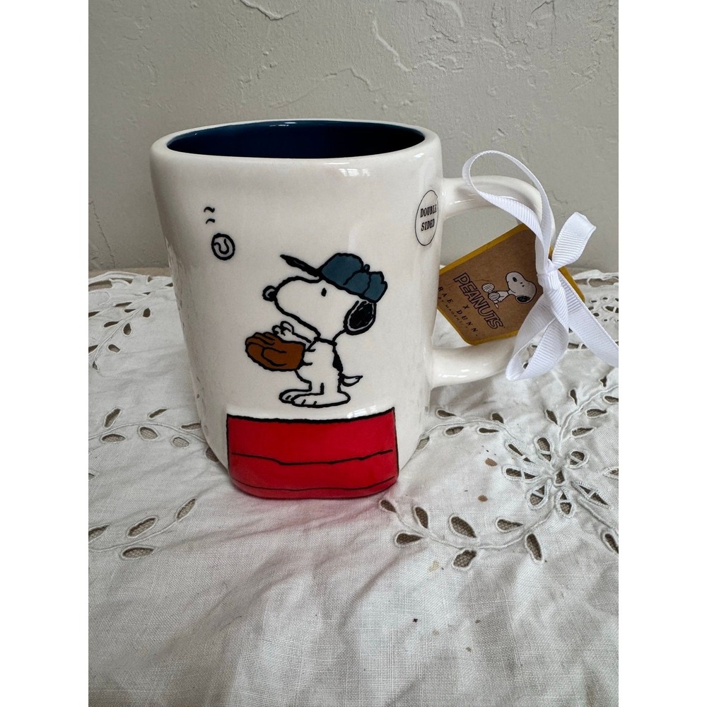 Rae Dunn ALL STAR DAD Snoopy mug Peanuts baseball